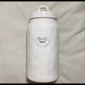 Rae Dunn WOOF icon ceramic dog treats canister NWT